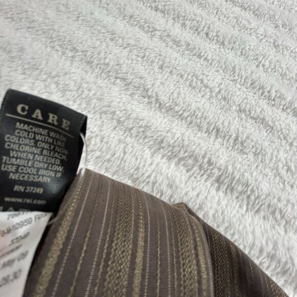 REI Mens Two Rock Striped Short Sleeve Shirt Large Brown Travel Lightweight New - Picture 6 of 9